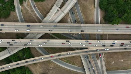 Aerial View of Busy Highway Interchange