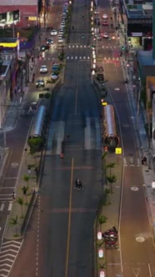 Curitiba City Center BRT Transit Traffic Evening Glow Curitiba