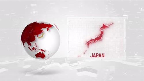 3D Earth Globe Rotating with Country Map Highlight Display