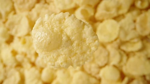 Crispy Corn Flakes in a Bright Macro Shot