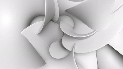 Elegant Abstract White Swirling Shapes Flowing Motion Background