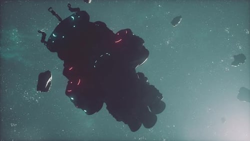 Futuristic Space Station Surveys a Cosmic Haze of Interstellar Gas and Dust