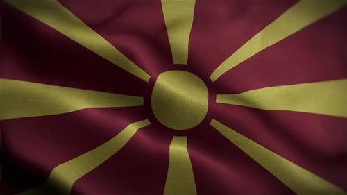North Macedonia Flag Waving Realistic Seamless Loop