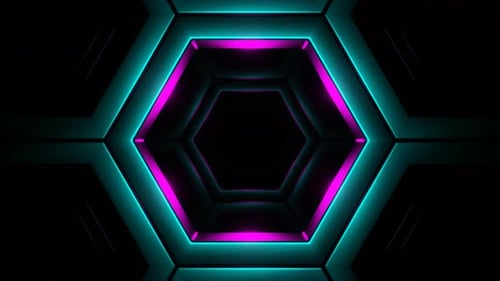 Cyan And Pink In To Hexagon Background Vj Loop In 4K