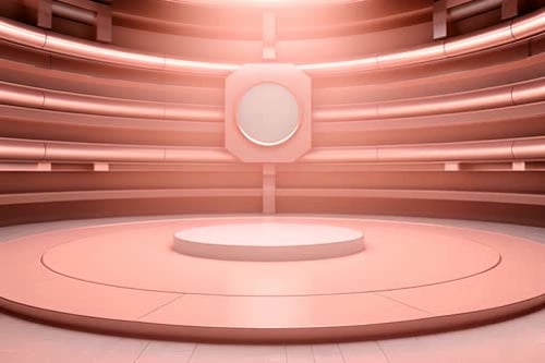 podium Futuristic showcase with platform for product displaying. Empty modern stage display
