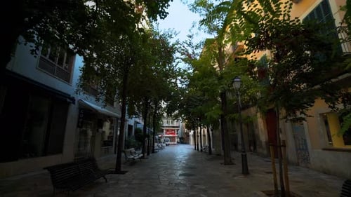 Caminando por la calle en Palma de Mallorca, Mallorca.