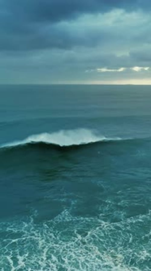 Aerial view on big waves Atlantic ocean at storm