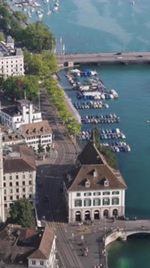 Aerial video over the city of Zurich, Switzerland