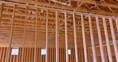 Wooden Framework of House Under Construction