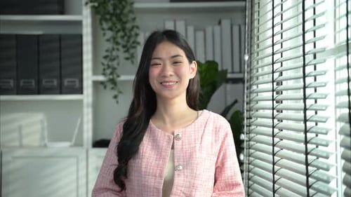 Portrait of Businesswoman Looking Camera with Smile at Modern Office