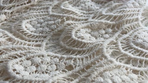 Intricate White Lace Fabric Detailed Close Up
