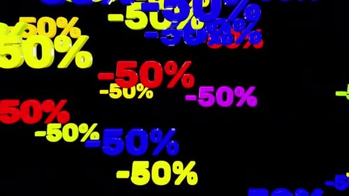 Animated 50 Percent Discount Text Background