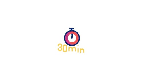Animated 30 Minute Stopwatch Icon in Flat Design