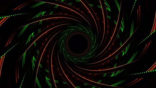 Green And Orange Spiral Neon Ribbon Background Vj Loop In 4K