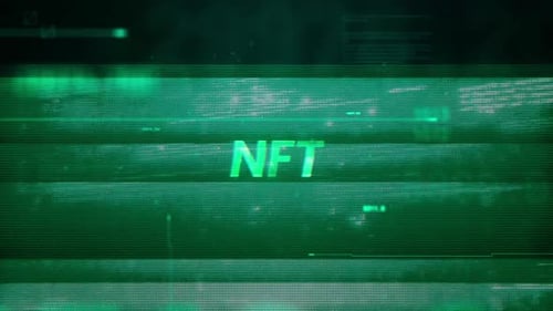 Fond de données futuriste de la technologie Nft Word On Noise Glitch Error