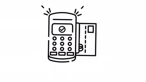 Card Swipe Success POS Terminal Line Art Animated Looping Video Alpha Channel Icon