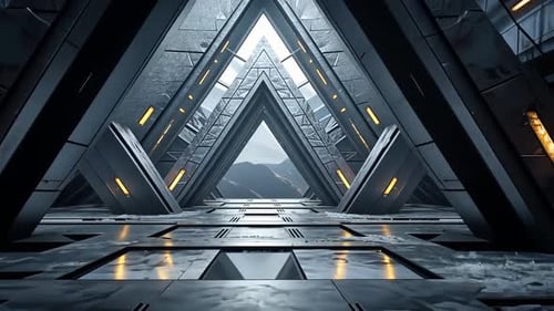 Futuristic triangular corridor