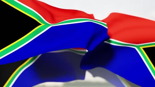 Realistic Waving South African Flag Loop