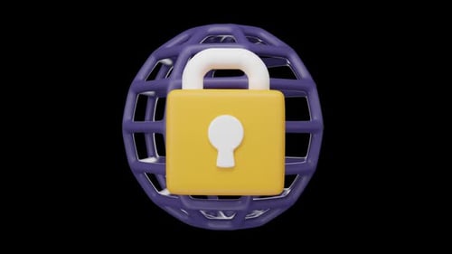 Network Security, icône 3D d'un concept de cybersécurité (boucle alpha)