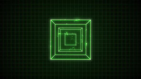Retro Digital Green Computer Graphics Cube, Backgrounds Motion Graphics ...