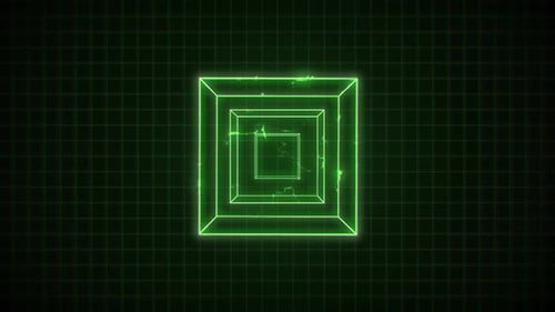 Retro Digital Green Computer Graphics Cube