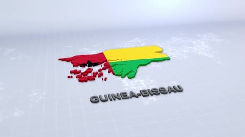 Guinea-Bissau 3D Map Animation with Flag Colors