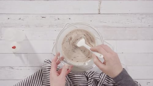 Mixing Batter in Bowl with Spatula