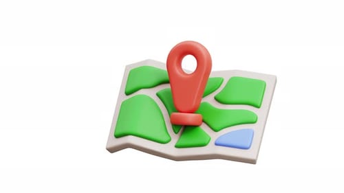 3D Animation Of Map With Location Pin