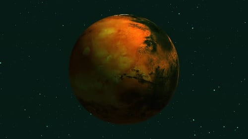 Rotating Red Planet in Starry Space