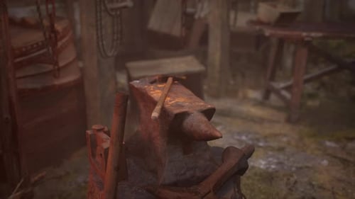View of Blacksmithing Tools in the Forge