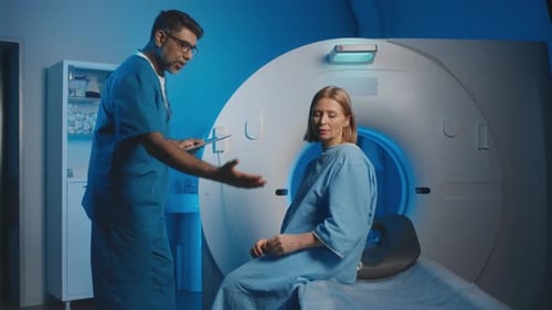 Doctor Explains Procedure to Woman in Hospital