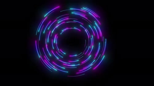 High Tech Neon Circle Motion Background, Futuristic Neon Circle Motion Design Animation Tech