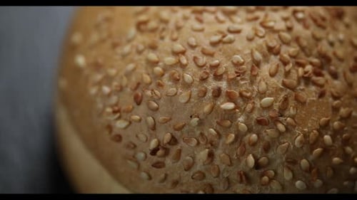 Close Up of Burger Bun with Sesame Seeds