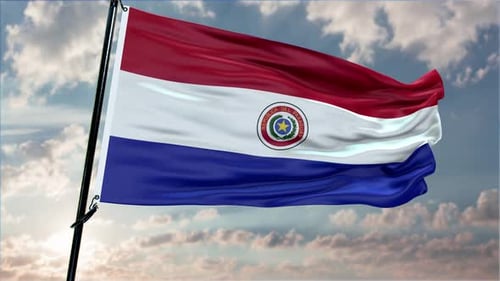 Paraguay Flag Background Realistic Waving In The Wind 4K