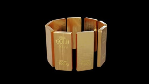 Gold Rotation Animation Alpha Channel