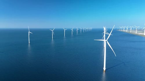 Offshore Windmill Park Showcasing Wind Turbines in the Netherlands for Sustainable Energy
