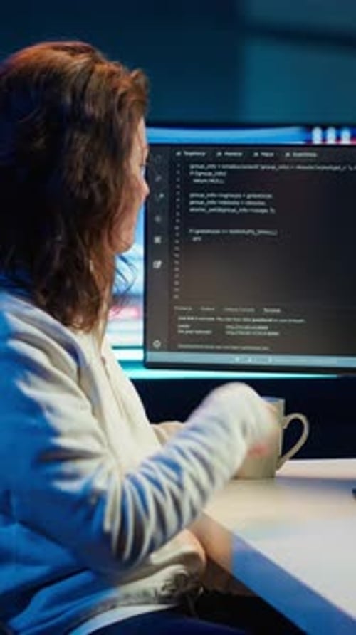 Vertical Video IT Master Teaching Apprentice in Webinar How to Write Code