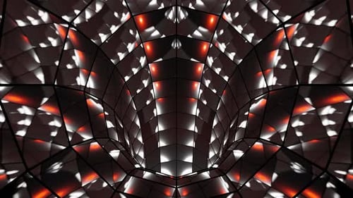 Weiß und rot glänzender Tunnel mit Reflexionen Nahtlose Animation 3D-Rendern