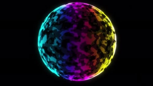 Magic Circle Ball Appear On Black Background, Glitter Particle Glowing Circle Animation High Tech