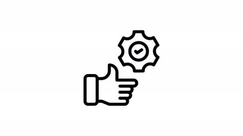 Animated Thumbs Up and Gear Icon with Checkmark