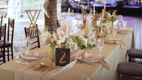Decorated Table at Elegant Wedding Reception