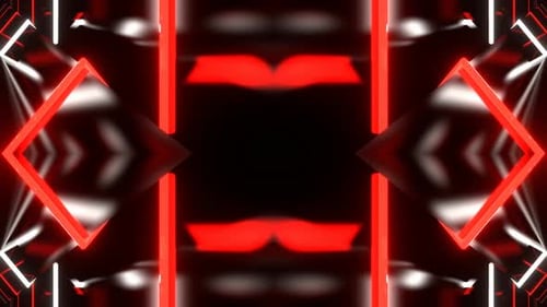 Red And White Kaleidoscopic Neon 3D Pattern Background Vj Loop In 4K