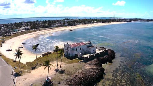 Aerial view of a building near the beach, Mozambique.