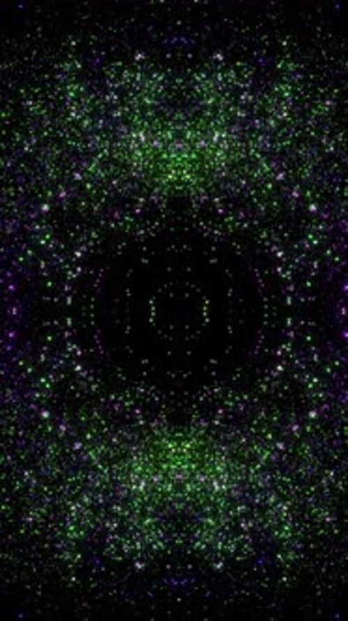 Abstract Green and Purple Glittering Particles Vertical Background