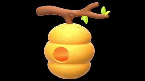beehive 3D Animation, Alpha Channel, Transparent Background
