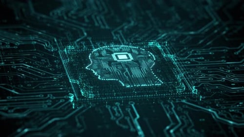 AI, inteligência artificial e mineração de dados, bate-papo, aprendizado profundo, tecnologia de chips de computador futurista