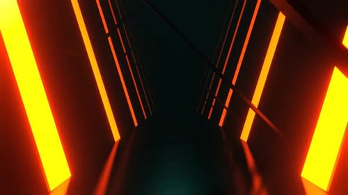 Red And Orange Neon Strobe Corridor With Asymmetrical Frames Background Vj Loop I 4K