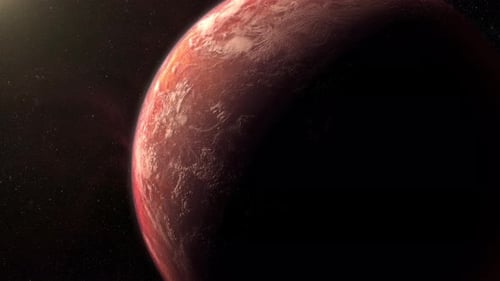 Rotating Red Planet Animation in Starry Space