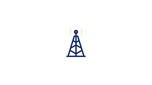 Animated Flat Design Communication Tower Signal