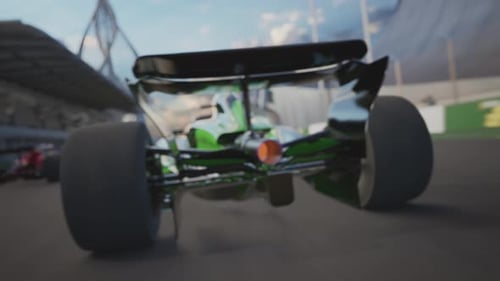 High-Speed Race Cars on a Modern Circuit Track, F1